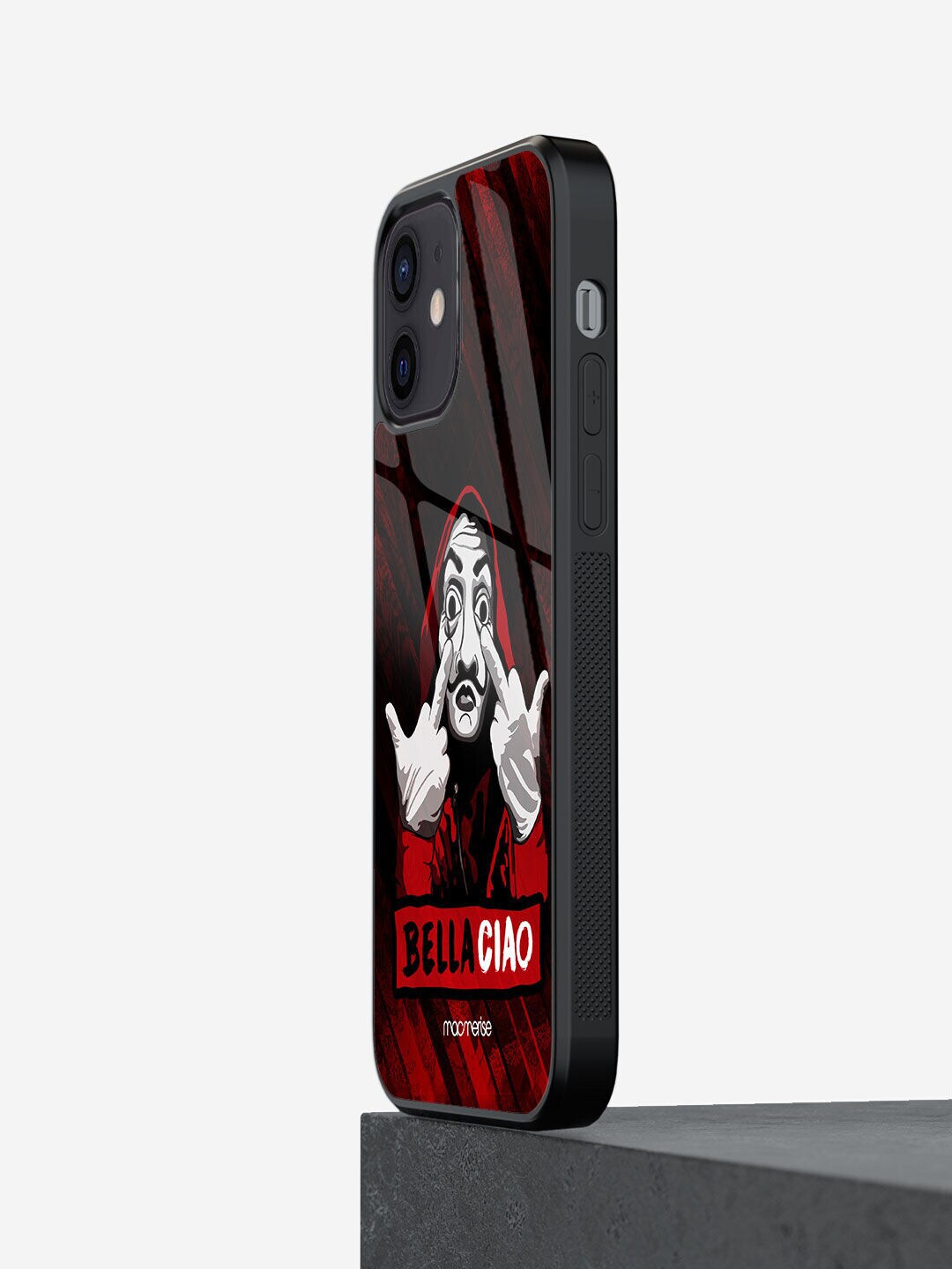 macmerise Black & Red Printed iPhone 12 Mini Glass Back Cover Price in India