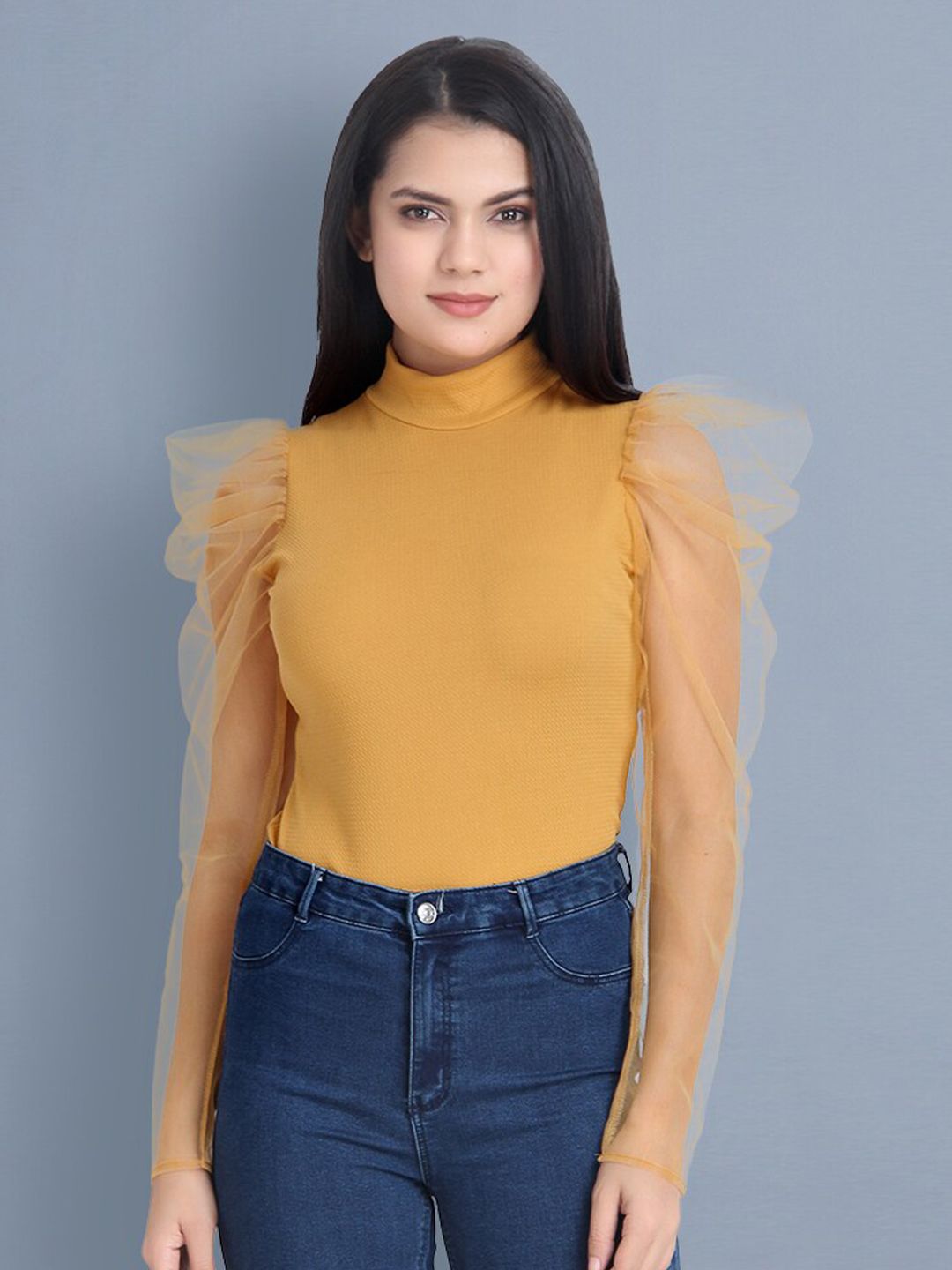 BUY NEW TREND Yellow Lace Styled Back Top Price in India