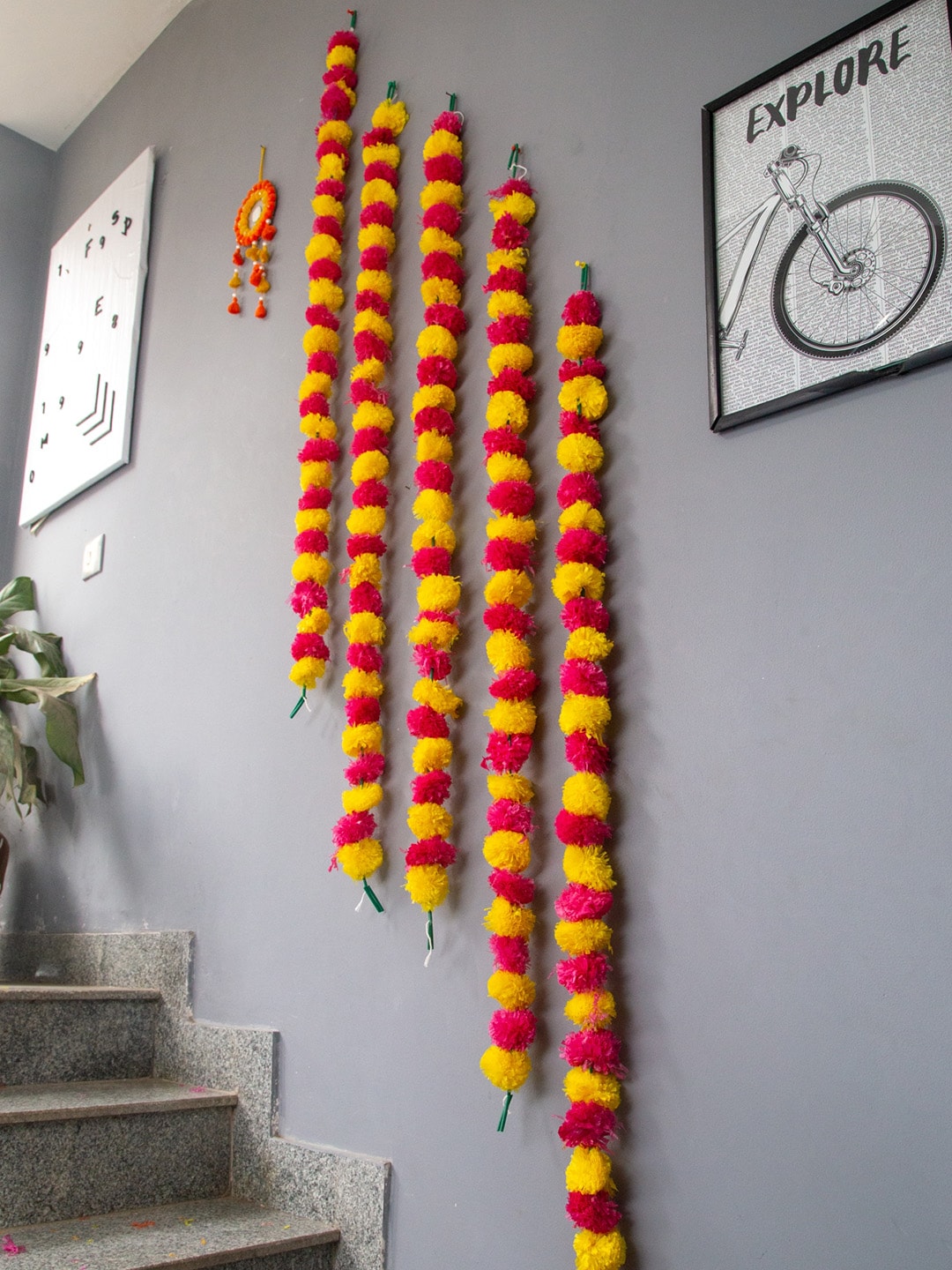 BS AMOR Set Of 5 Marigold Garland Artificial Flowers and Plants Price in India
