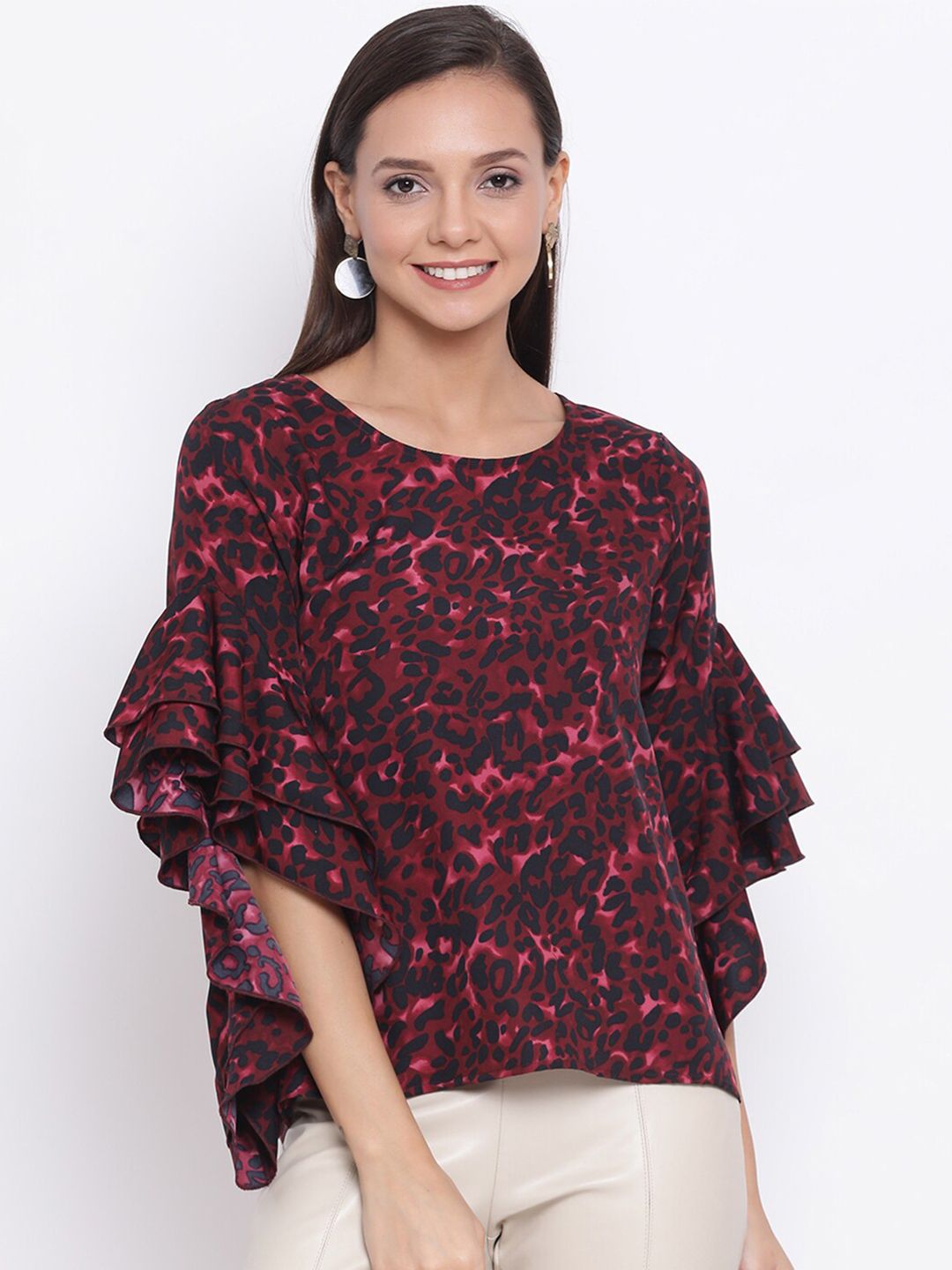 DRAAX Fashions Pink Floral Print Chiffon Top Price in India