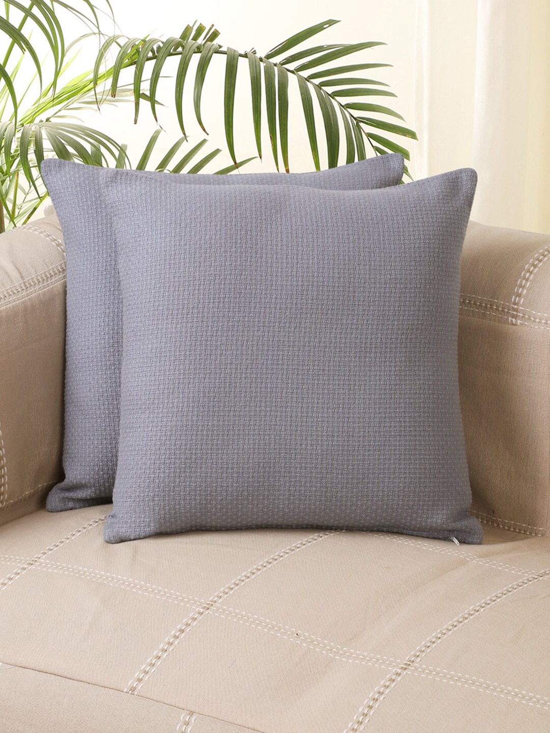 Jamio Firati Grey Set of 2 Square Cushion Covers Price in India