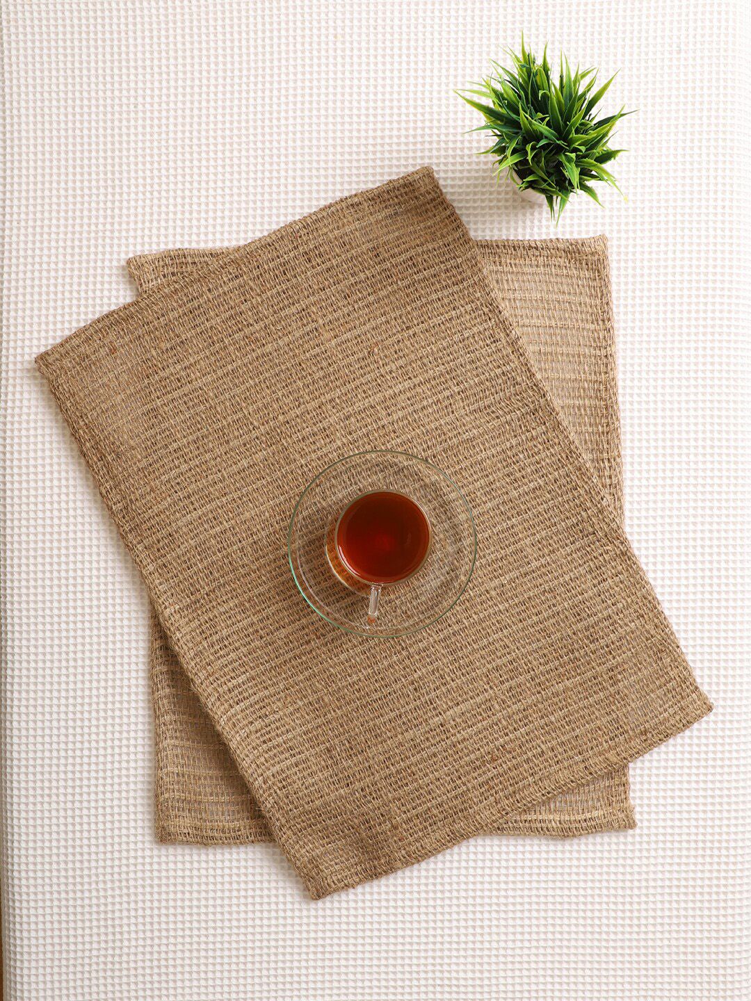 Jamio Firati Pack of 2 Brown Solid Rectangular Table Placemats Price in India