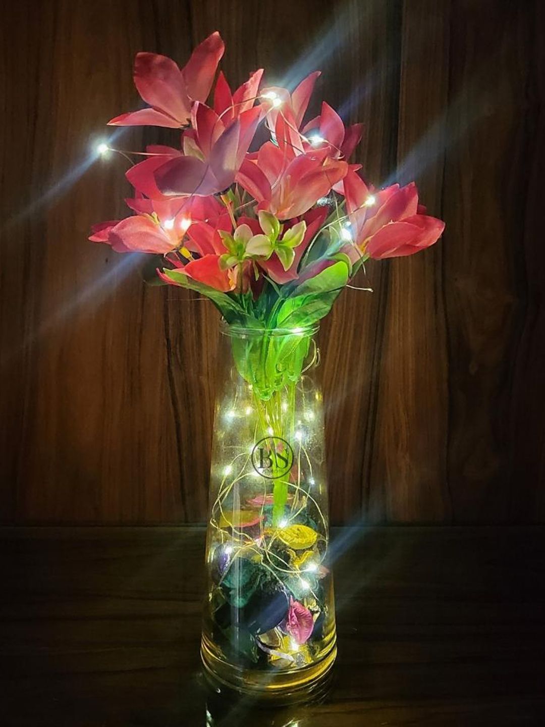 BS AMOR Gold-Toned Solid Glass Flower Vase Price in India