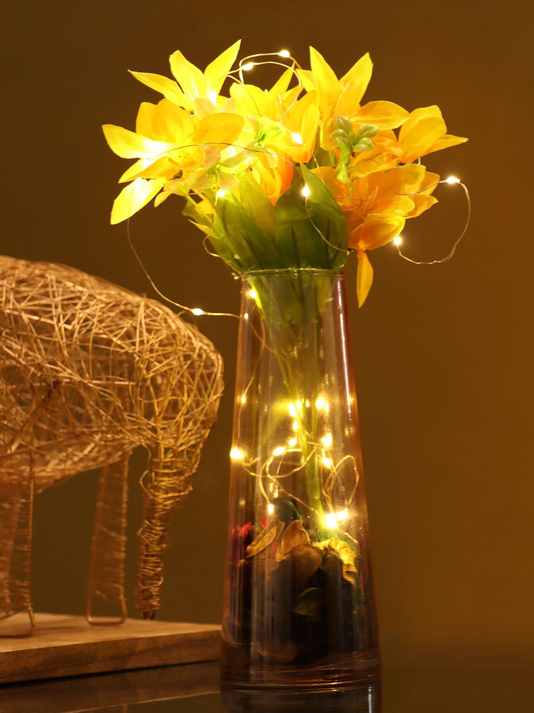 BS AMOR Gold-Toned Solid Led Lights Vase Price in India