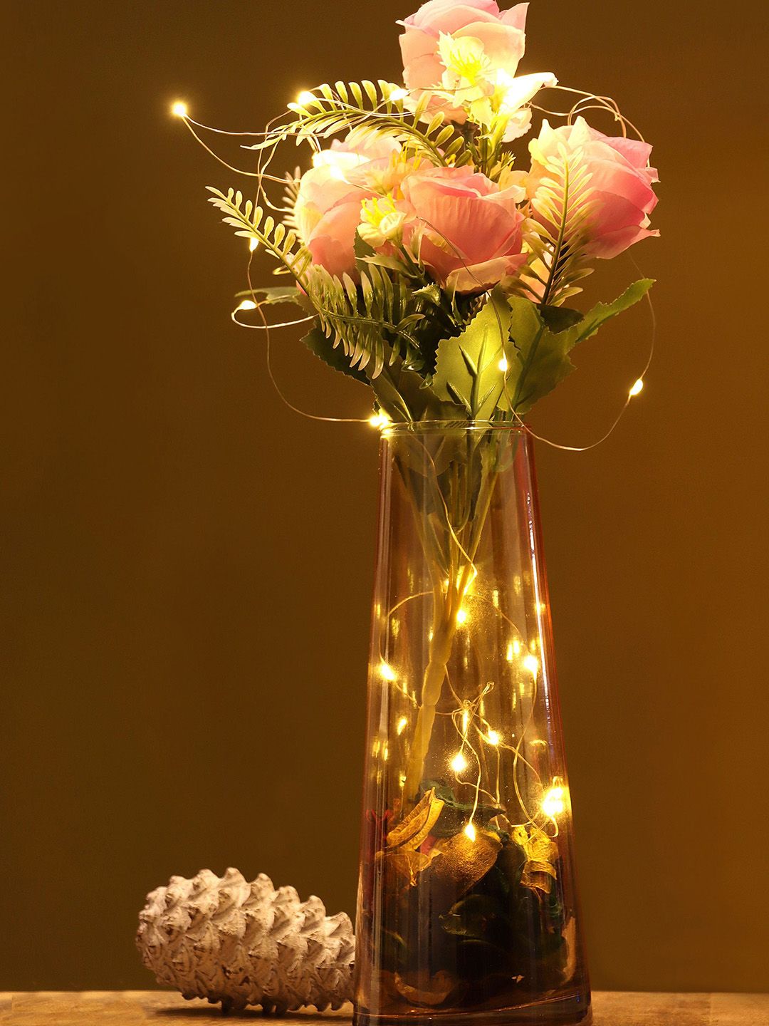 BS AMOR Golden & Pink Transparent Solid Flower Vases Price in India
