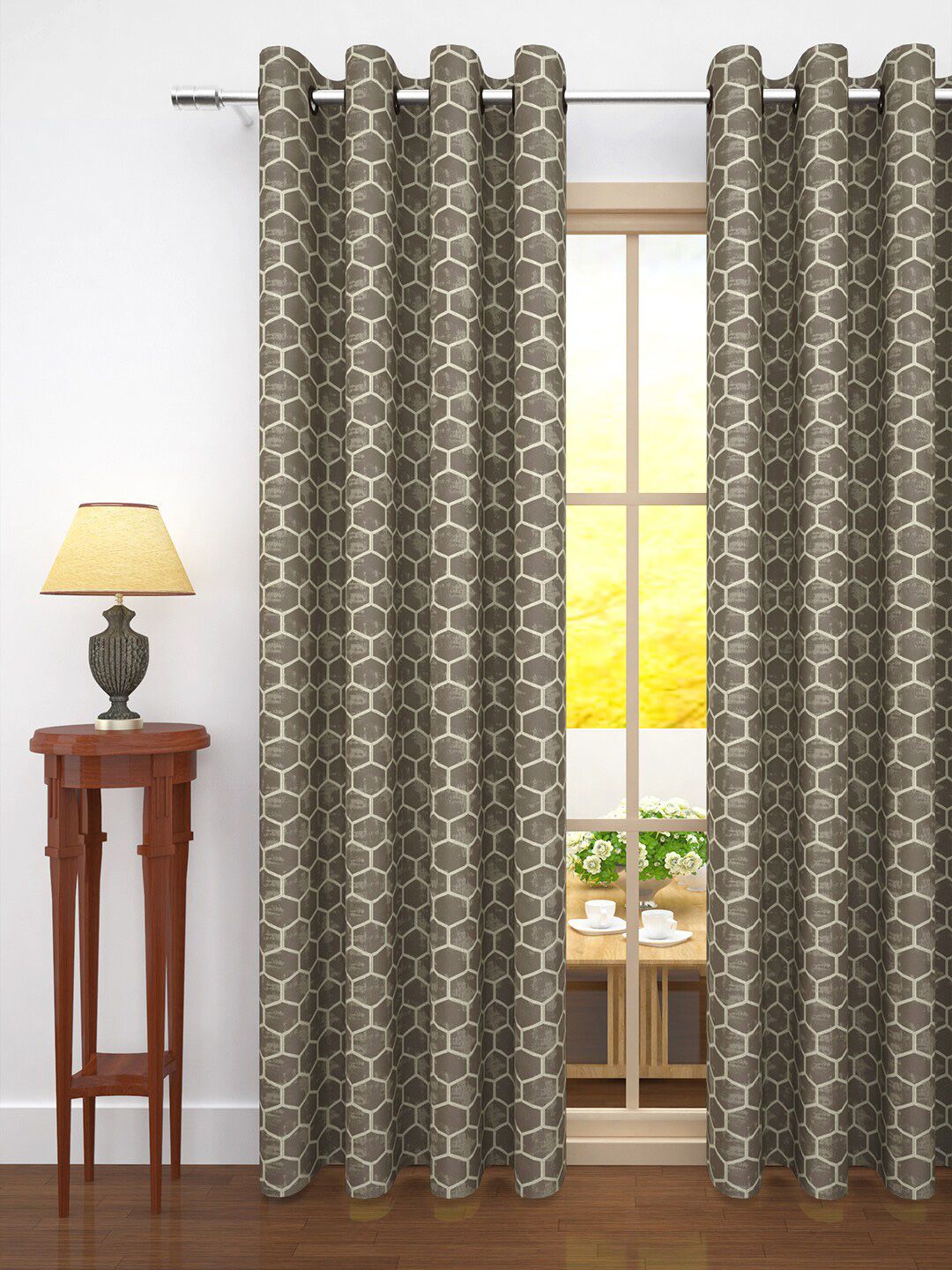 Story@home Brown Geometric Print Room Darkening Door Curtain Price in India