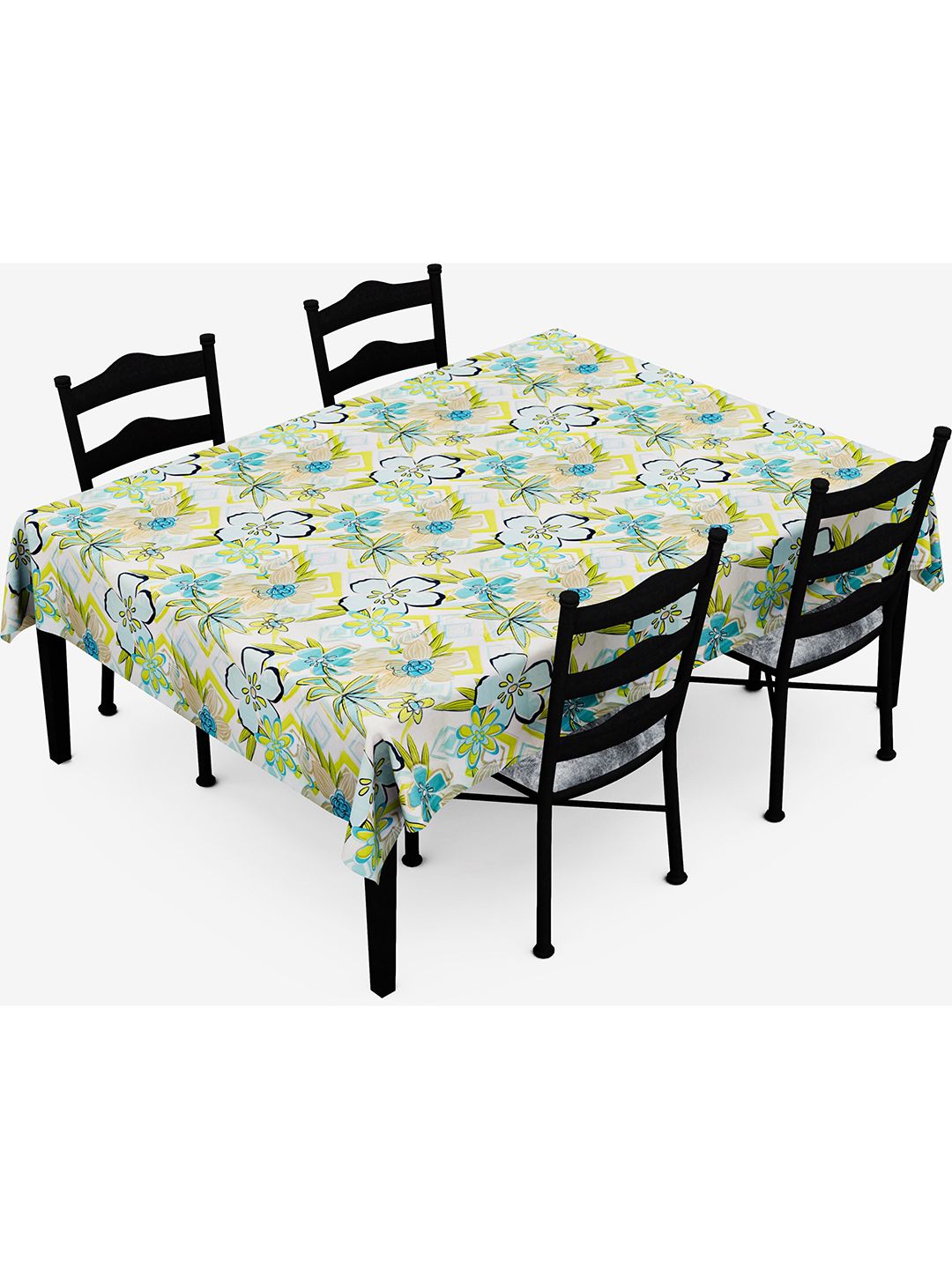 Lushomes Blue & White Printed 6-Seater Table Cloth Price in India