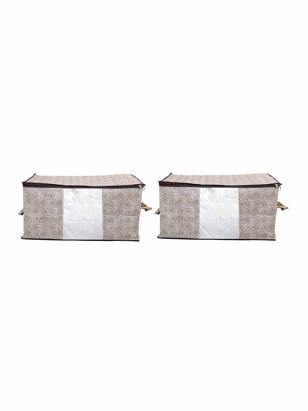 Home Fresh Set Of 2 Brown Printed Saree Organisers Price in India