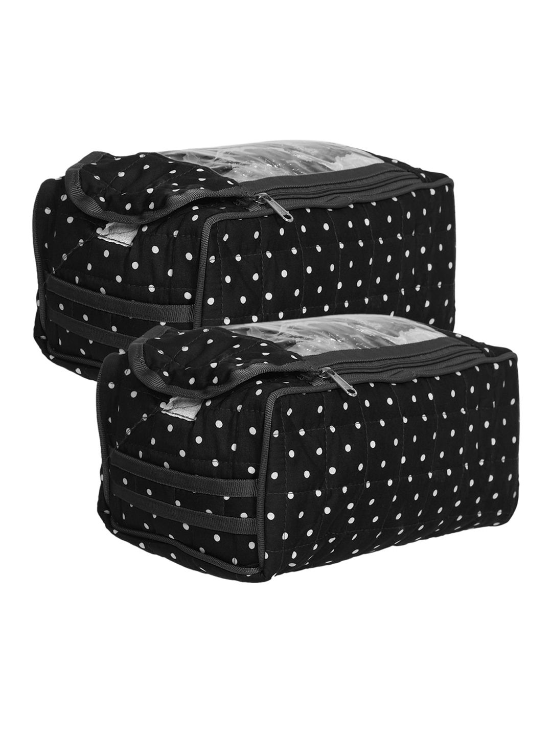 Kuber Industries Set Of 2 Black Printed Jewellery Organisers Price in India