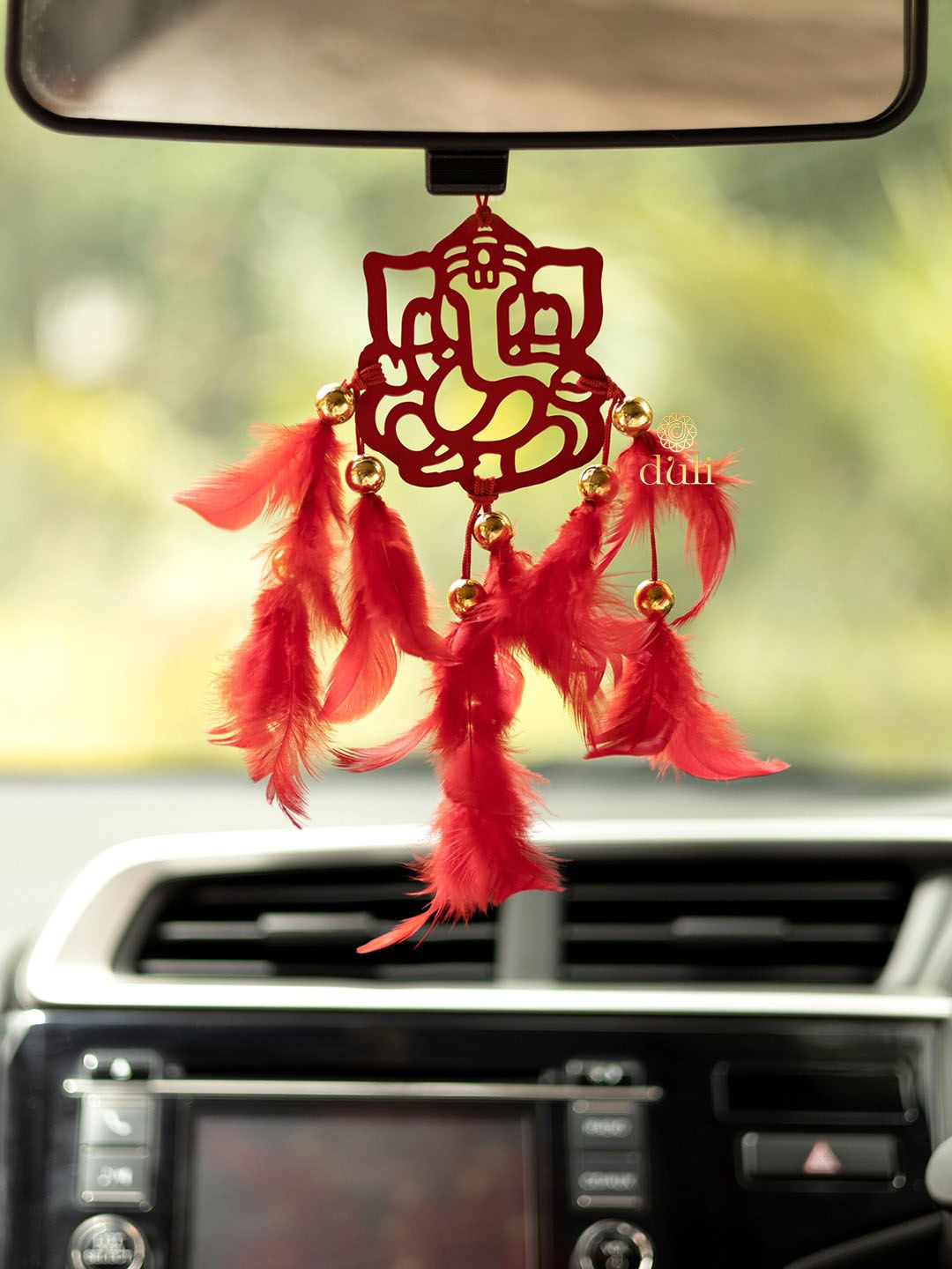 DULI Red Ganesha Car Hanging  Dream Catcher Windchime Price in India