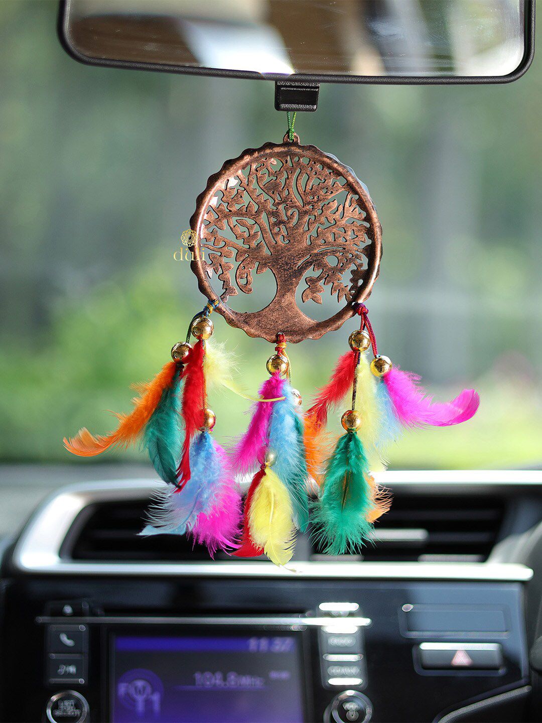 DULI Brown Hanging Tree of Life Dream catcher Windchime with Mutlicolor Feathers Price in India