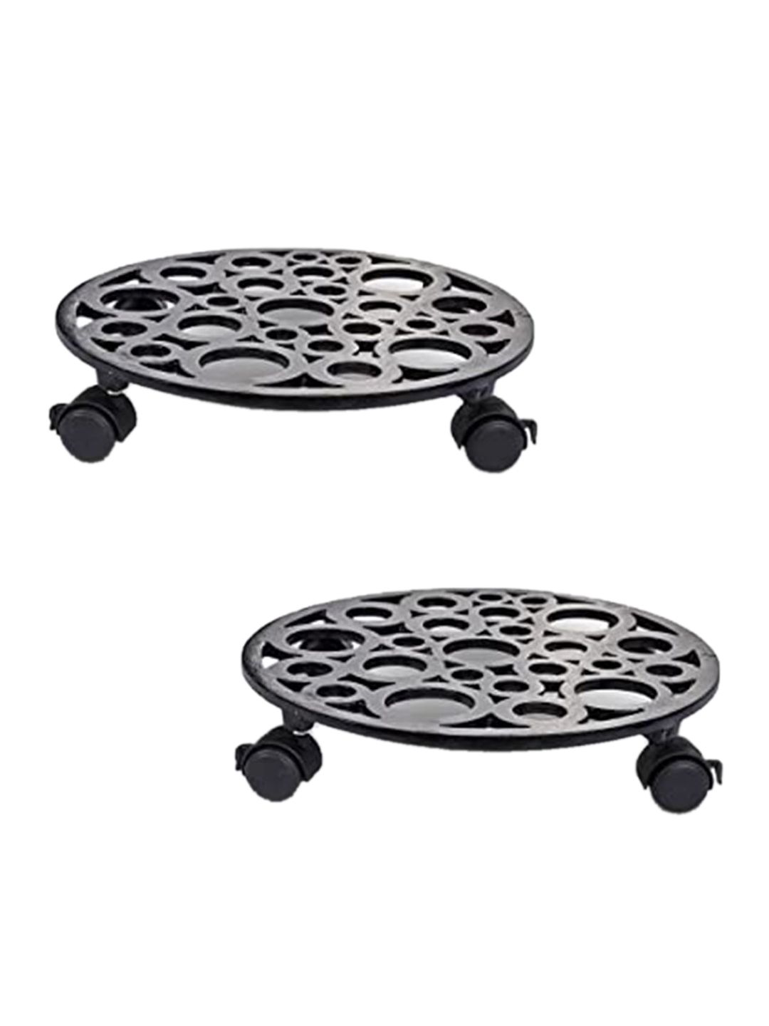 Sharpex Set of 2 Black Textured Metal Round Rack Plant Stand Price in India