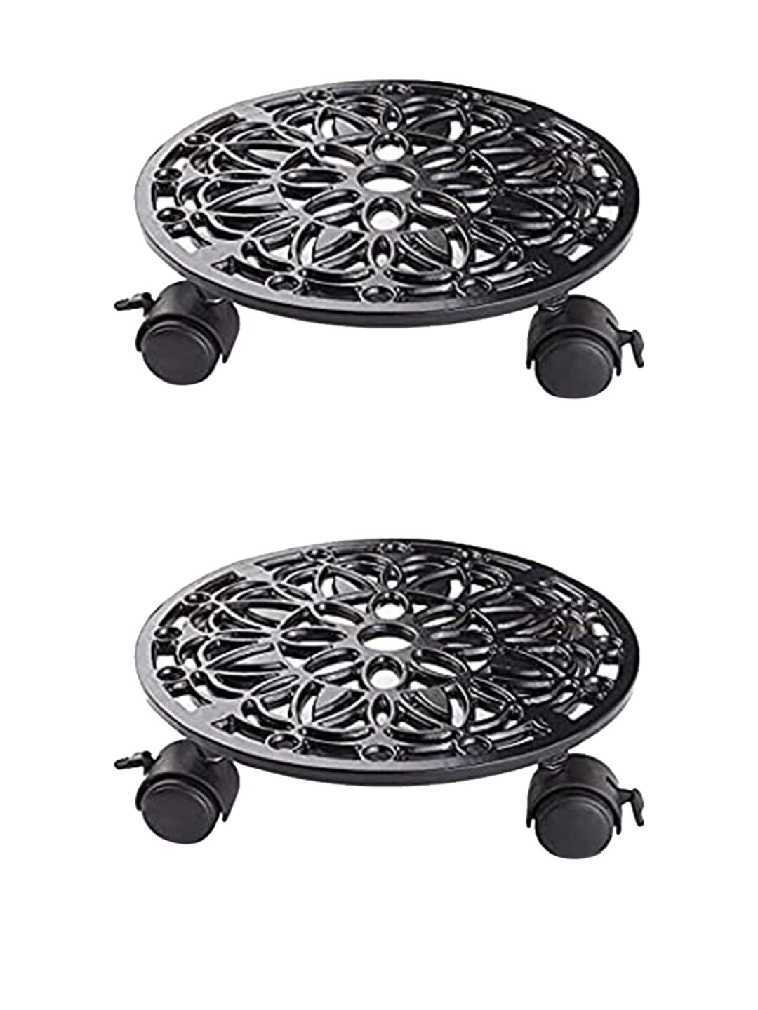 Sharpex Set of 4 Black Self Design Metal Round Plant Stand Price in India