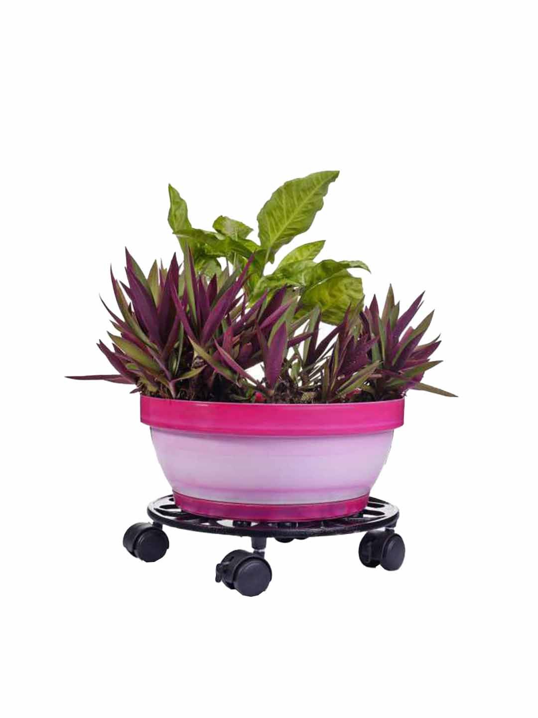 Sharpex Set of 4 Black Self Design Metal Round Plant Stand Price in India