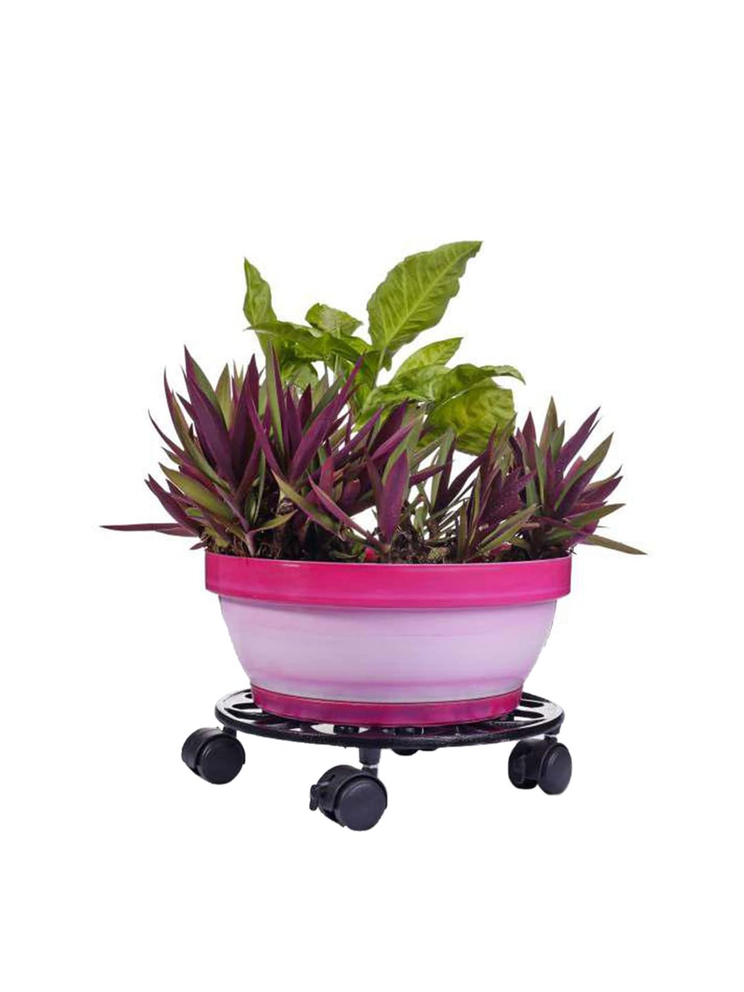 Sharpex Black Self Design Metal Round Plant Stand Price in India