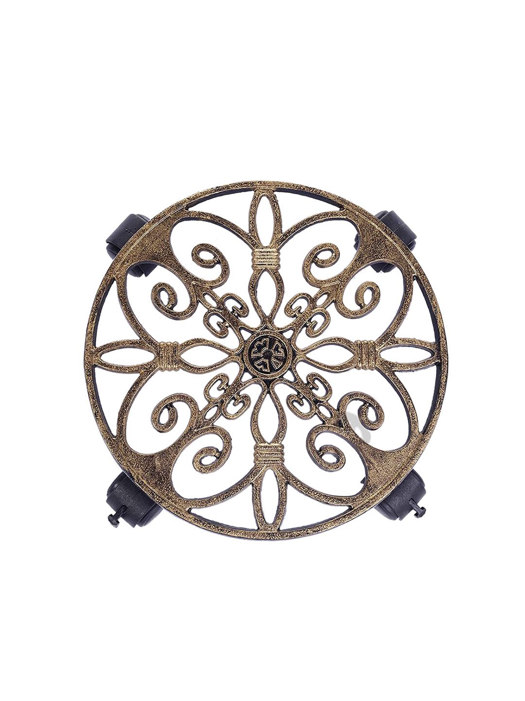 Sharpex Gold-Toned Self Design Metal Round Plant Stand Price in India