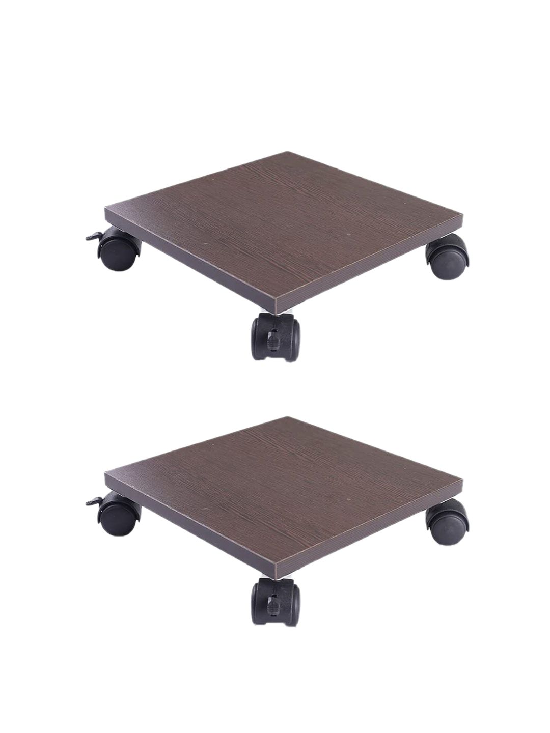 Sharpex Set of 2 Brown Textured Wooden Square Plant Stands Price in India