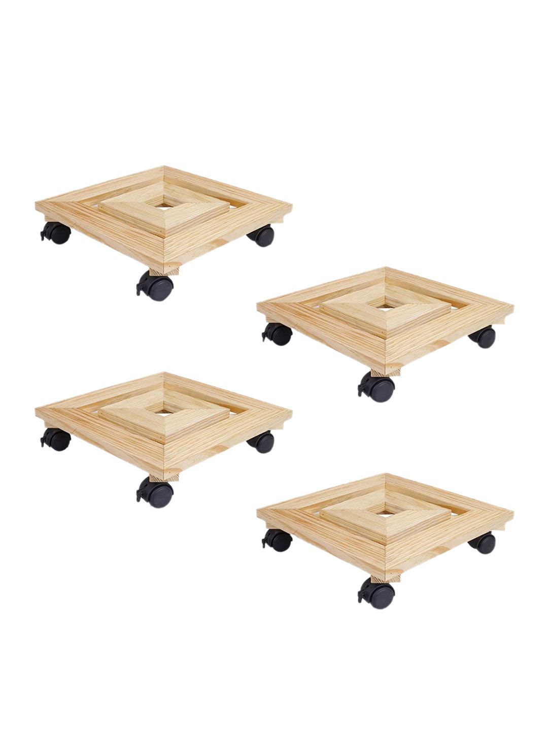 Sharpex Pack Of 4 Brown Wooden Square Plant Stand Price in India