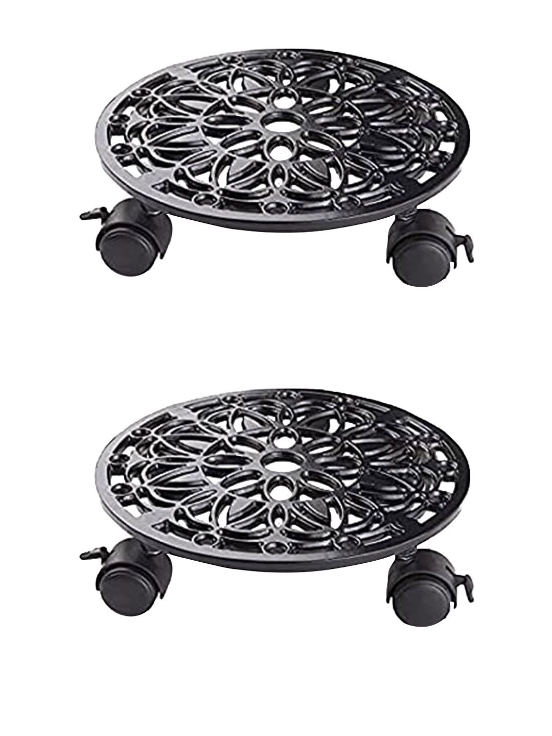Sharpex Pack Of 2 Black Iron Dolly Round Rack Price in India
