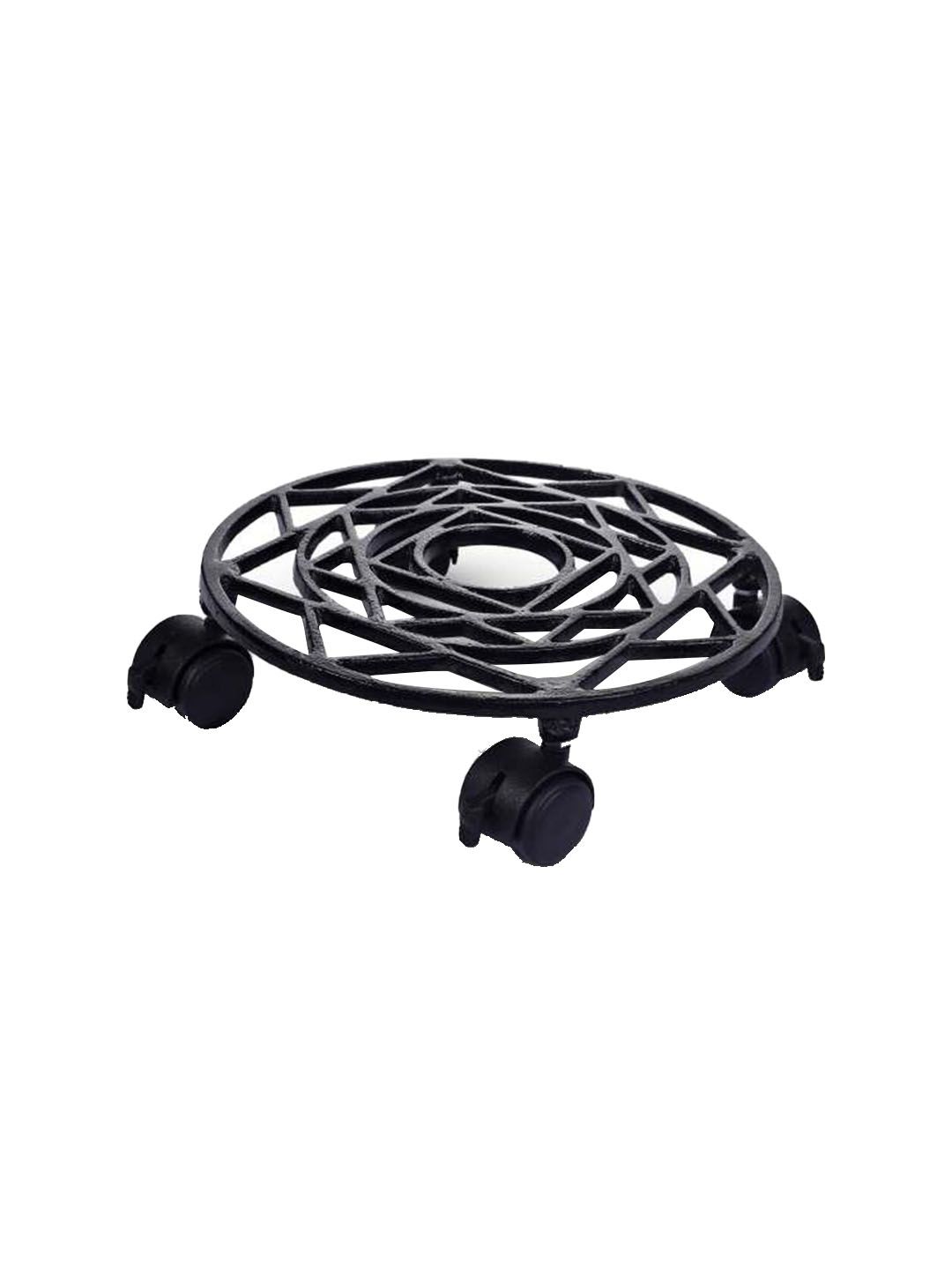 Sharpex Unisex Black Iron Dolly Round Rack Garden Accessories With Wheels Price in India