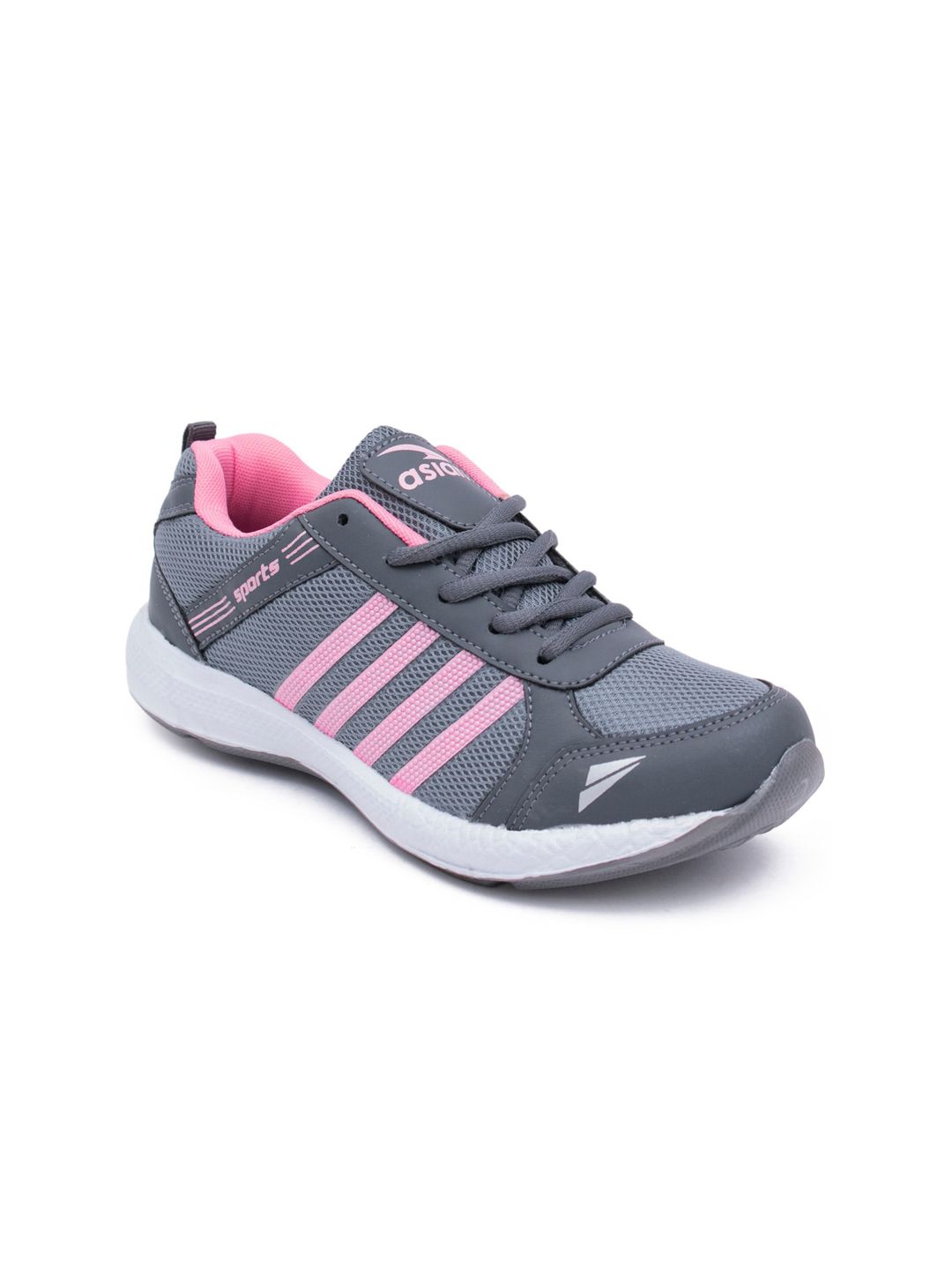 ASIAN Women Grey Woven Design Mesh Lace-Ups Casual Shoes Price in India