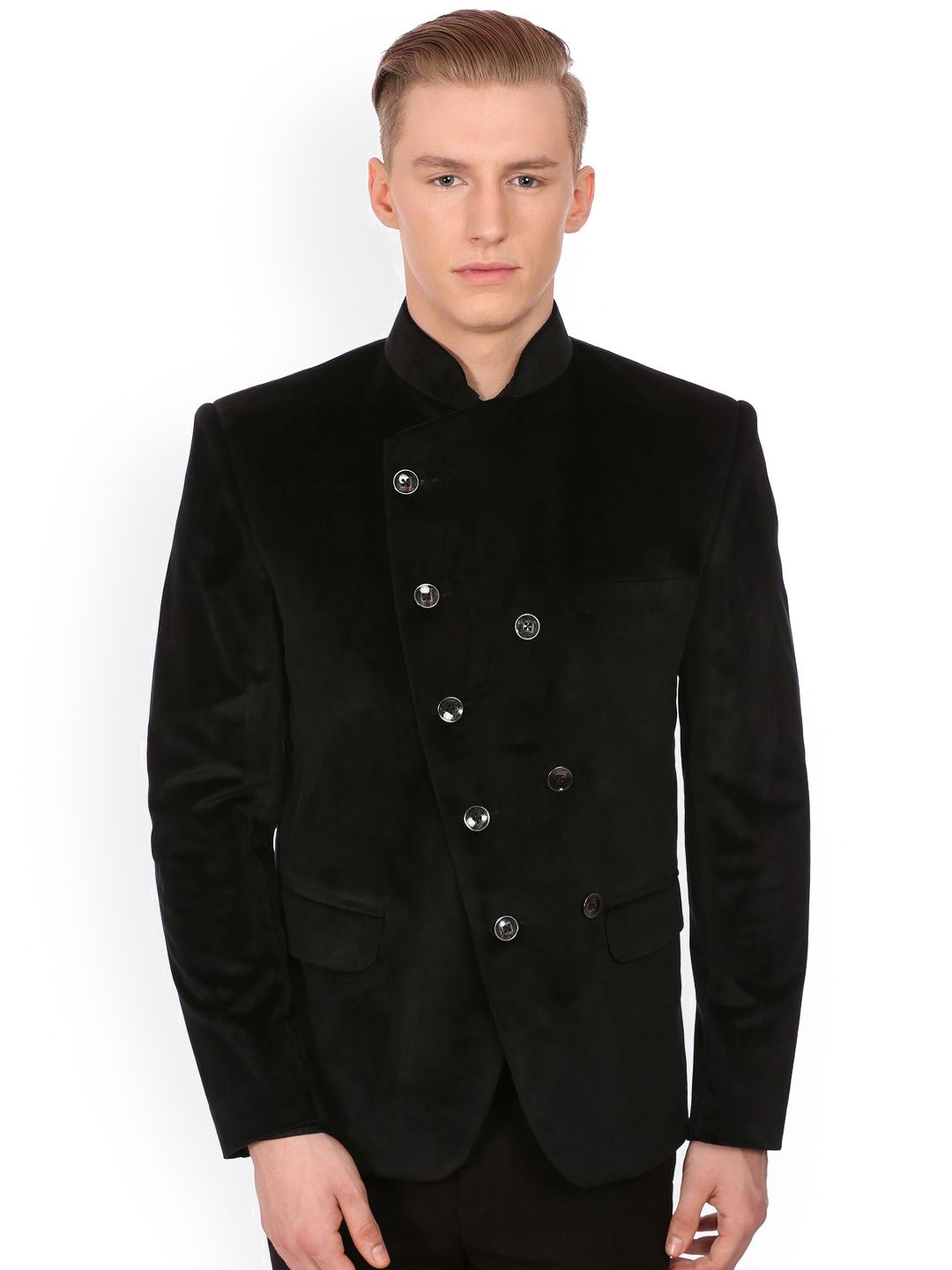 Wintage Black Velvet Grandad Collar Ceremony Blazer