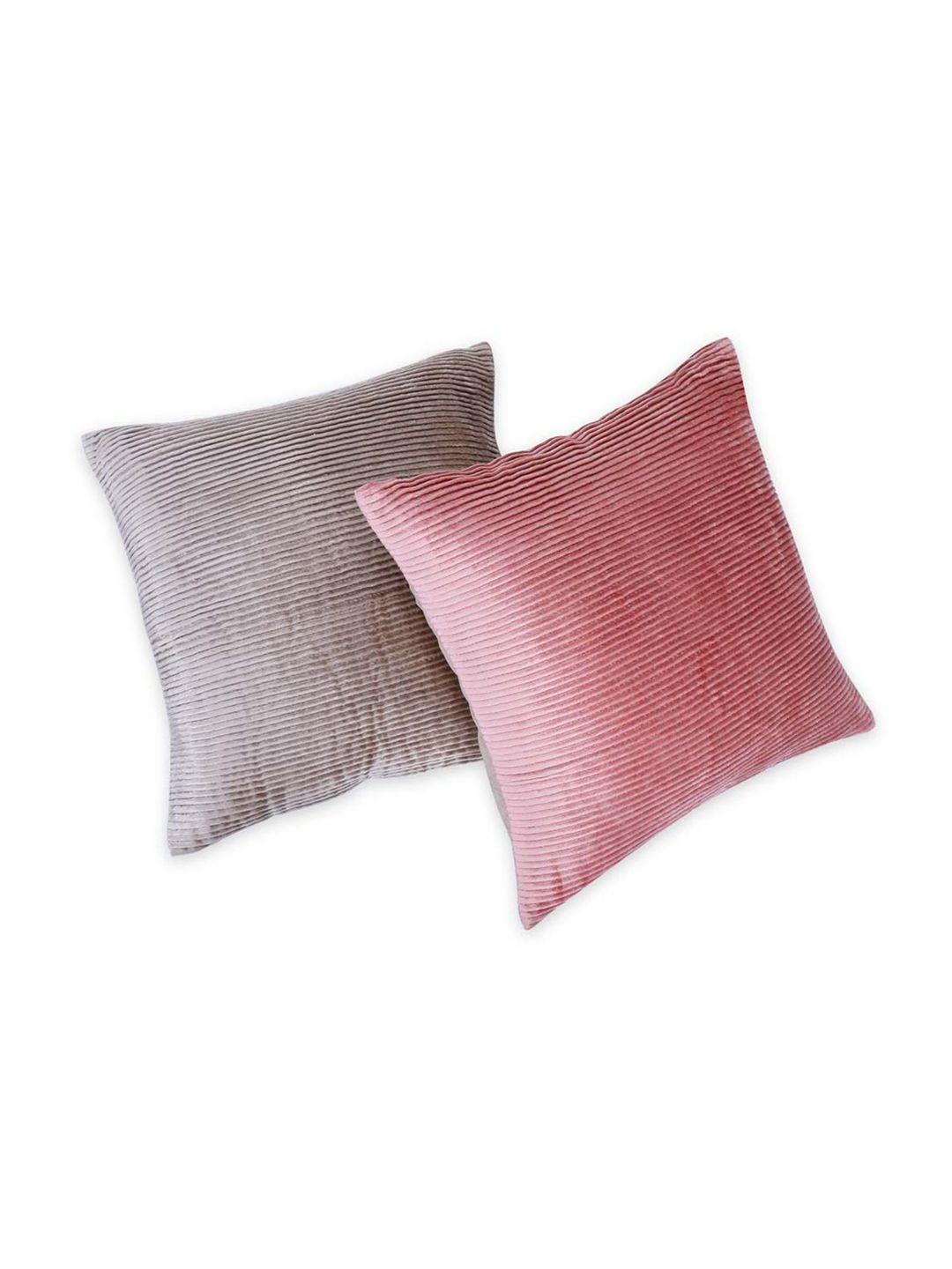 haus & kinder Rose & Grey Set of 2 Striped Square Cushion Covers Price in India
