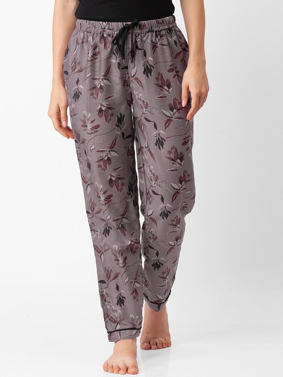 FashionRack Women Brown Printed Cotton Lounge Pants Price in India