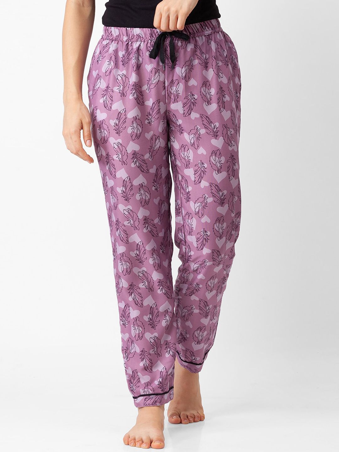 FashionRack Women Pink Printed Cotton Lounge Pants Price in India