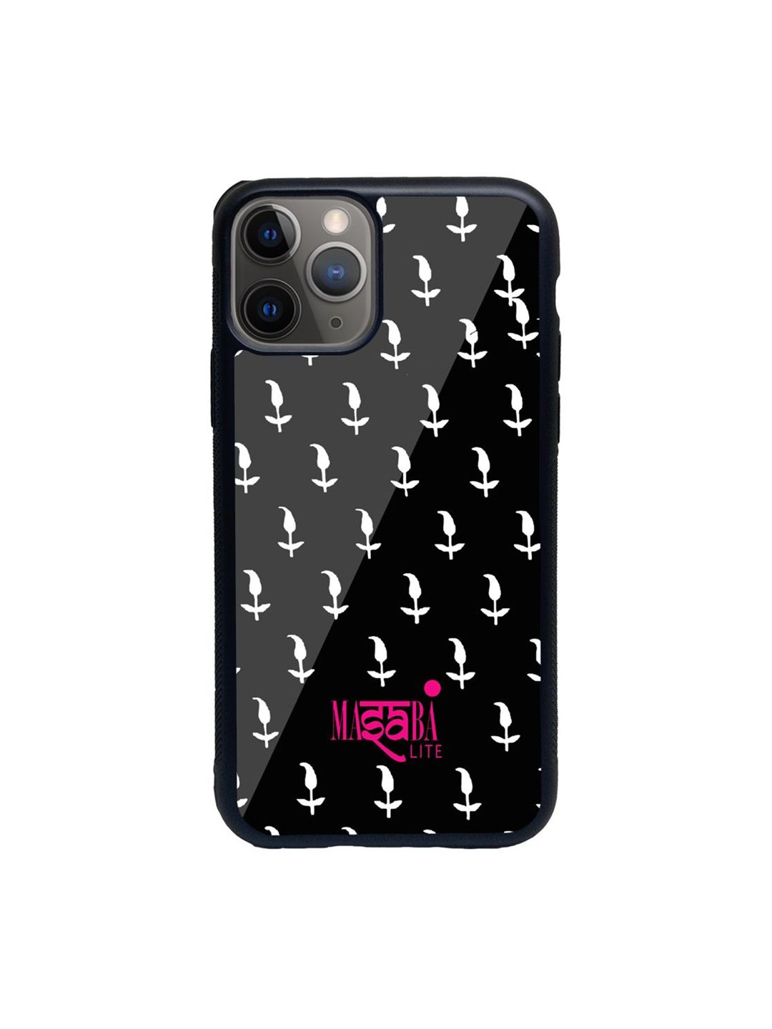 macmerise Black & White Masaba Leaf Motif iPhone 11 Pro Max Back Case Price in India