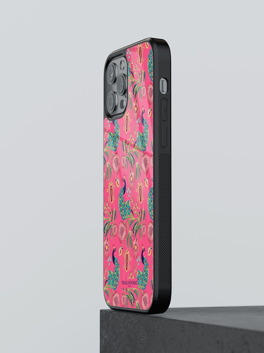 macmerise Pink Printed Glass iPhone 12 Pro Max Back Case Price in India