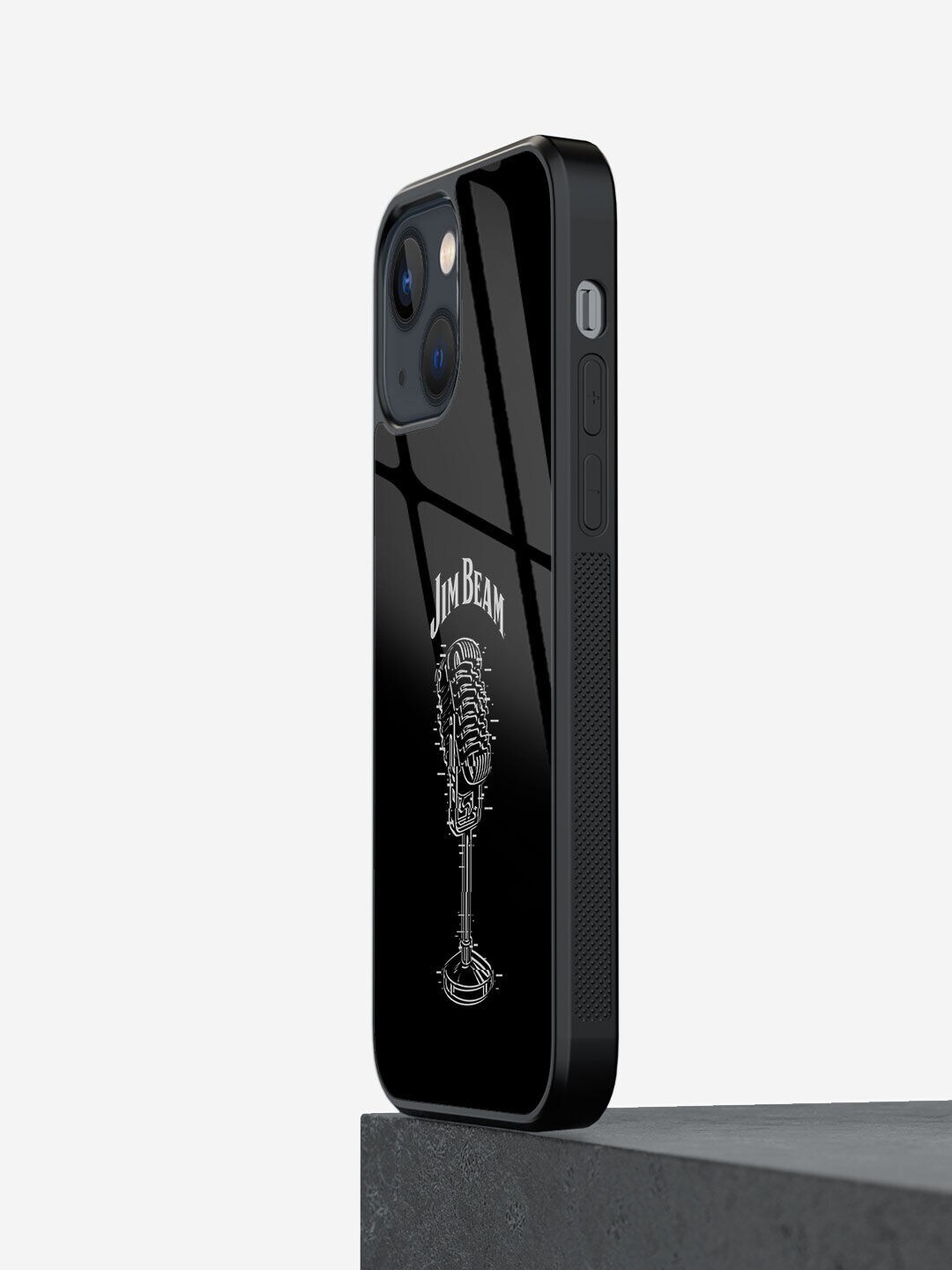 macmerise Black Printed Jim Beam Retro Mic Glass iPhone 13 Mini Back Case Price in India