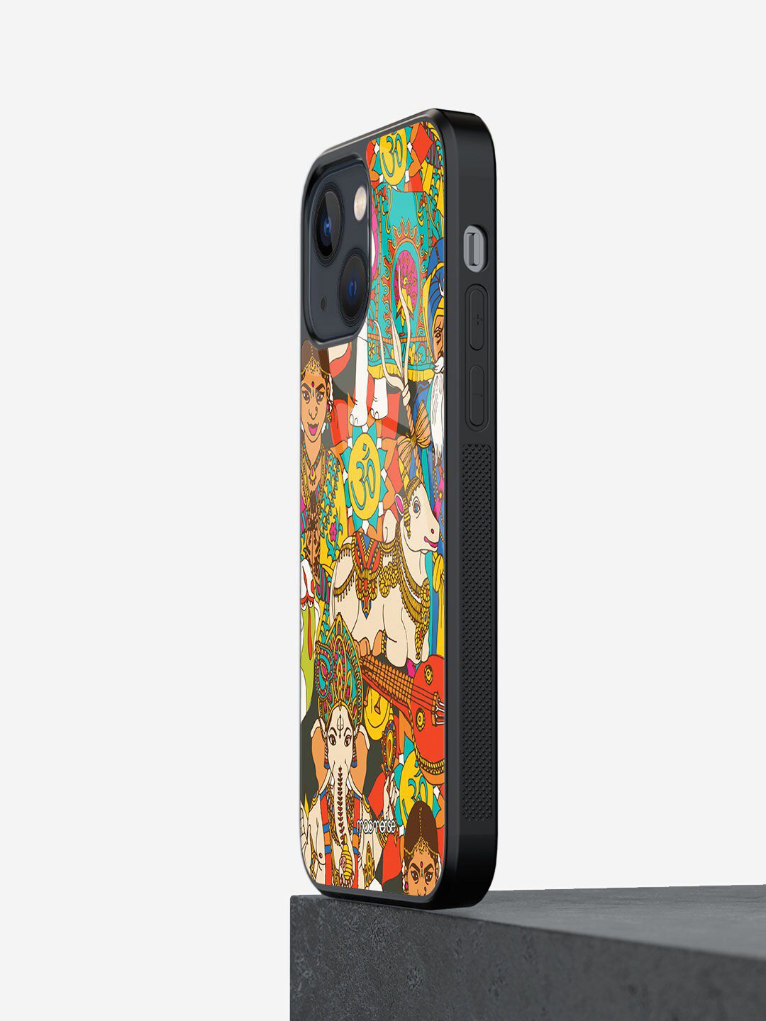 macmerise Multi Coloured Namaste India Printed iPhone 13 Glass Back Case Price in India