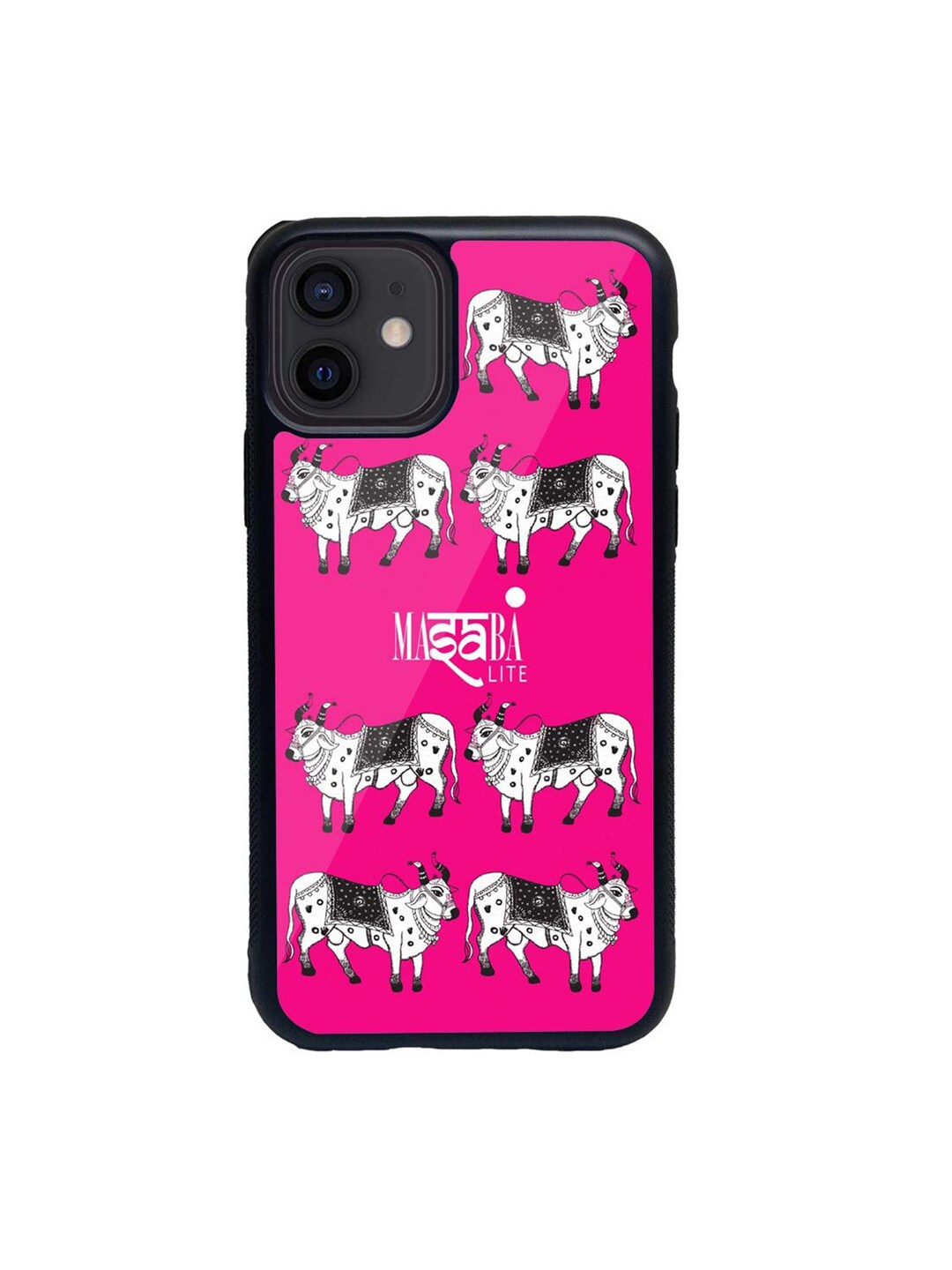 macmerise Pink Printed Glass iPhone 12 Mini Mobile cover Price in India