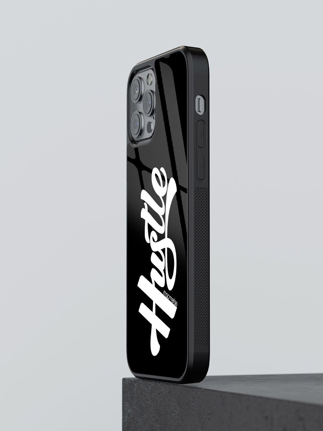 macmerise Black Printed Glass Phone Cover iPhone 12 Pro Price in India