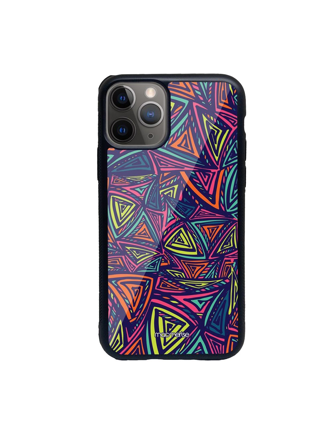 macmerise Black Neon Angles Printed iPhone 11 Pro Back Case Price in India