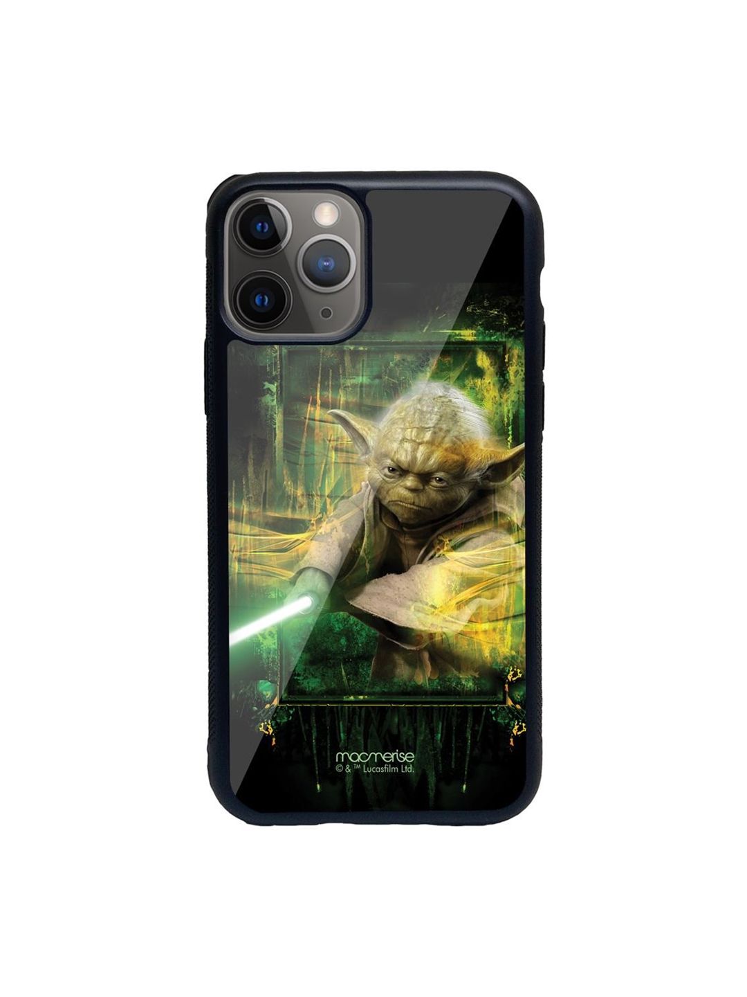 macmerise Green Printed Furious Yoda Glass iPhone 11 Pro Back Case Price in India