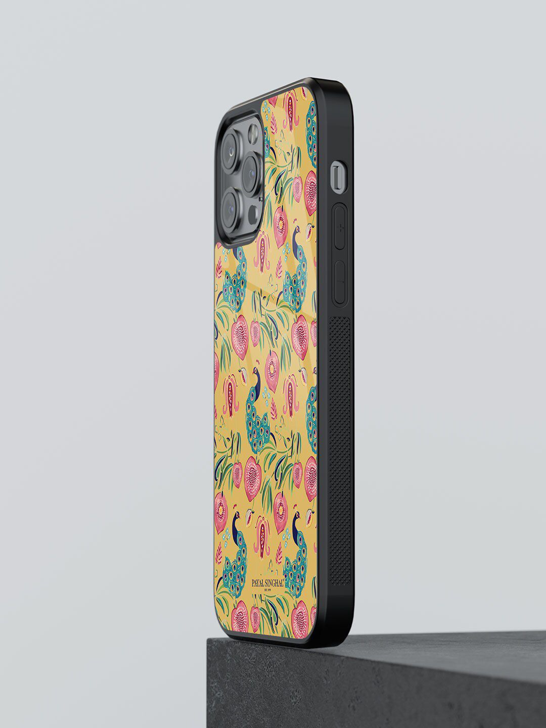 macmerise Black & Yellow Payal Singhal Anaar & Mor Printed iPhone 13 Pro Back Case Price in India