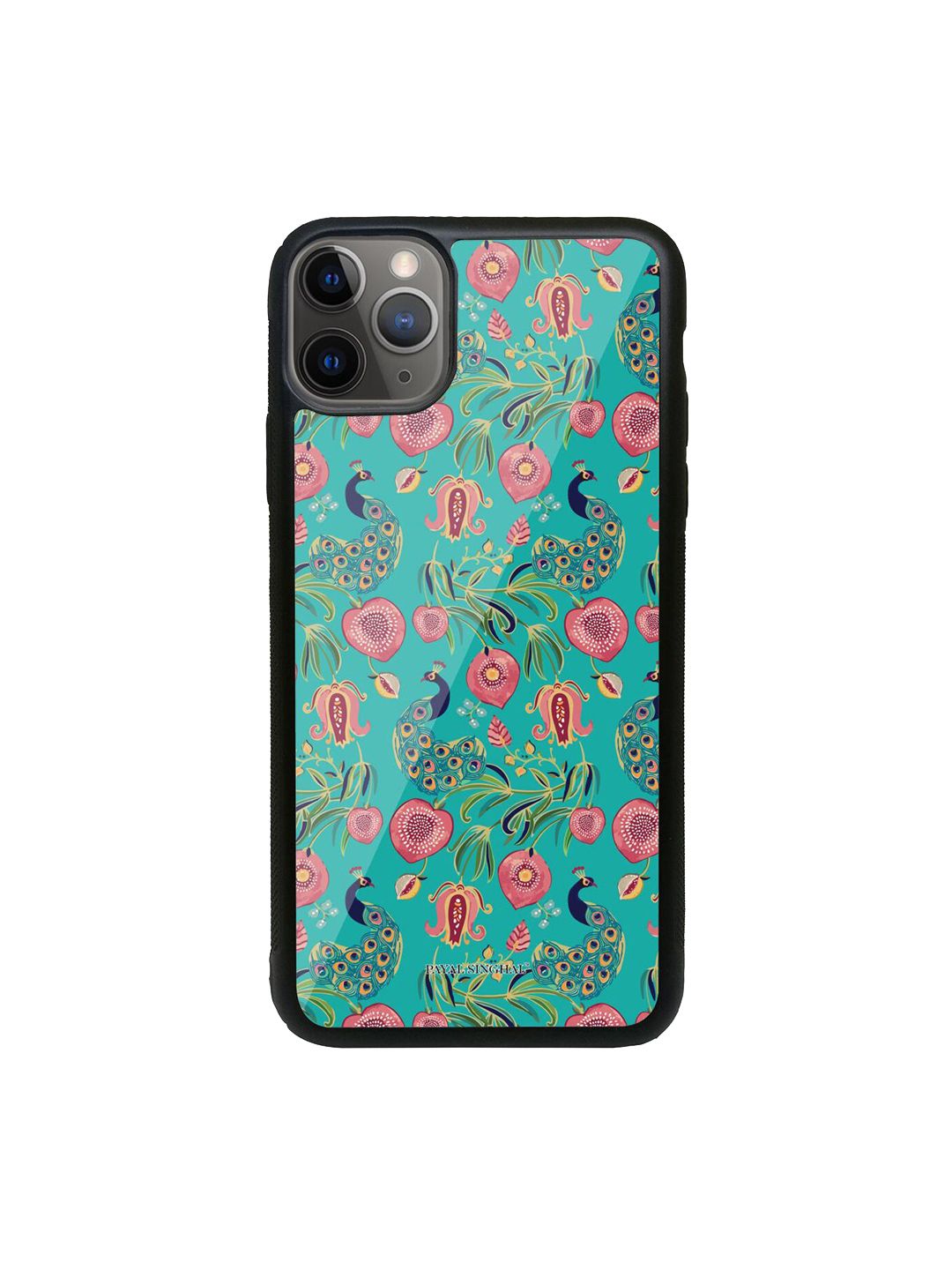 macmerise Teal-Green Printed Glass iPhone 11 Pro Max Mobile cover Price in India