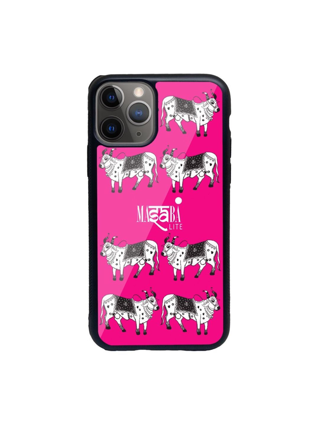 macmerise Pink & White Masaba Cow Print iPhone 11 Pro Max Back Case Price in India