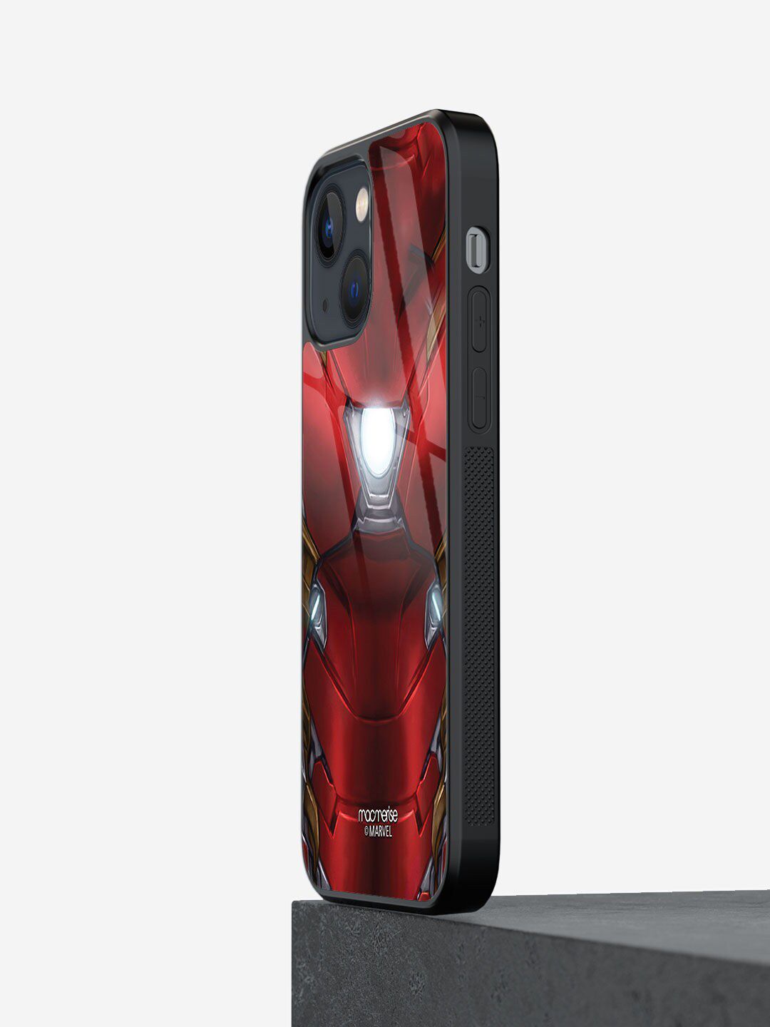 macmerise Red Suit Up Ironman Printed iPhone 13 Mini Glass Back Case Price in India