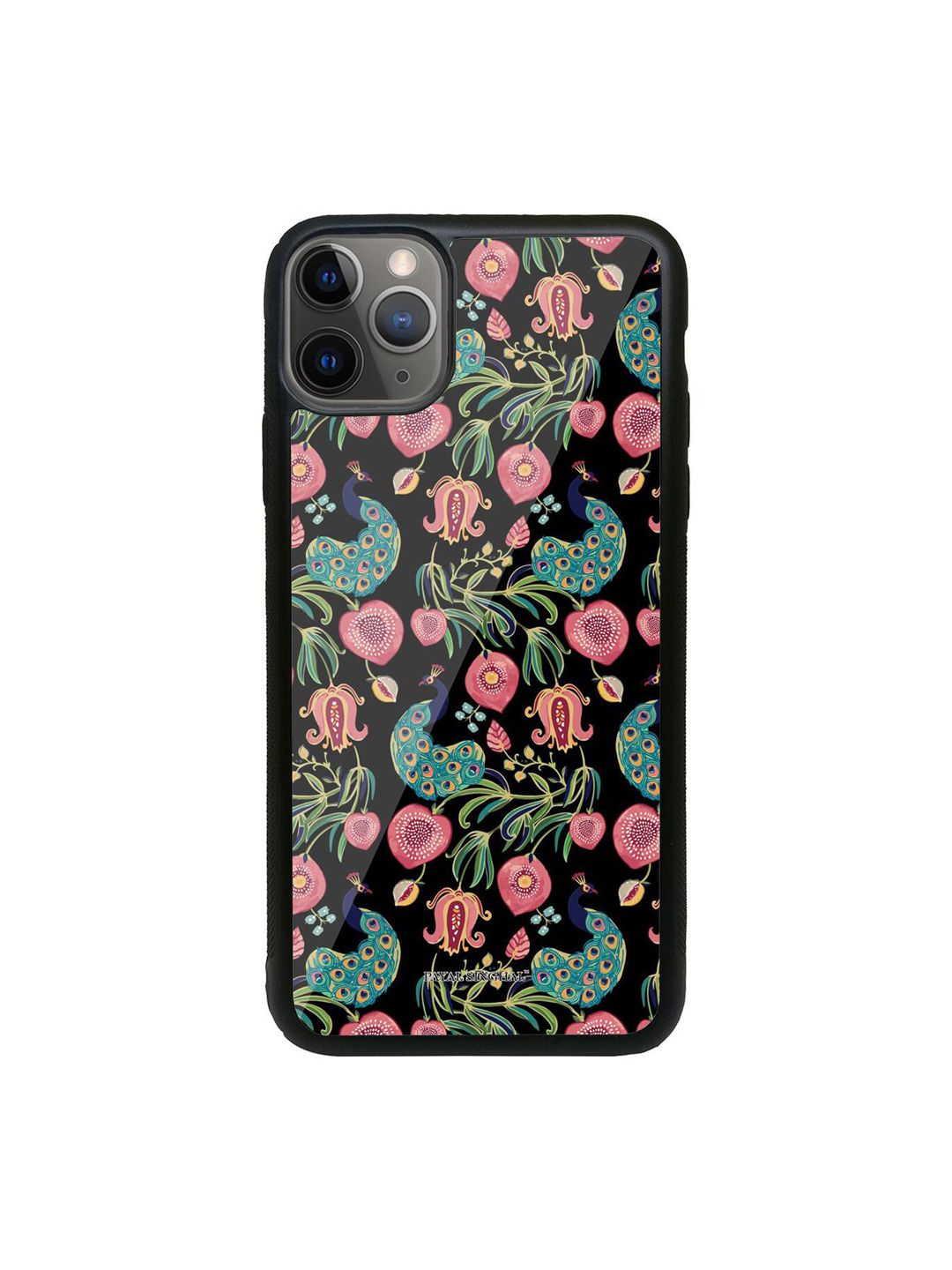 macmerise Black & Pink Printed Glass iPhone 11 Pro Max Back Case Price in India