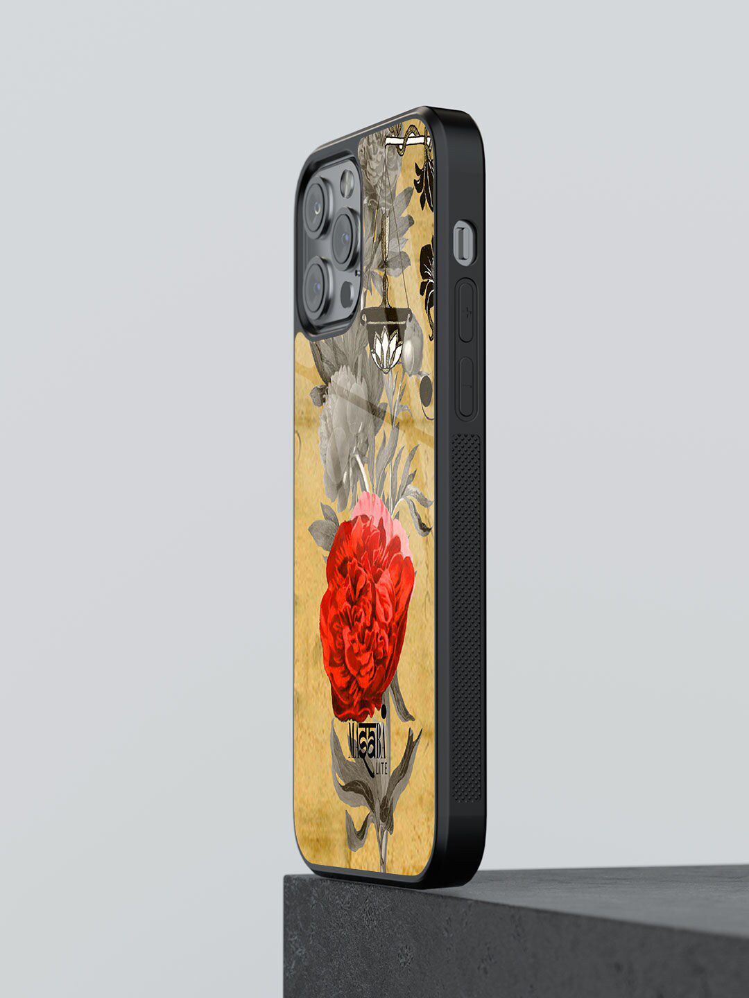 macmerise Yellow Masaba Floral Scale Printed iPhone 12 Pro Glass Back Case Price in India