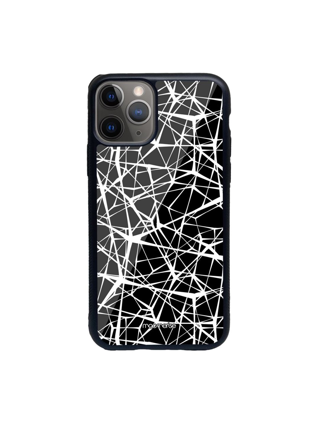 macmerise Black Printed Grunge Web Glass iPhone 11 Pro Back Case Price in India