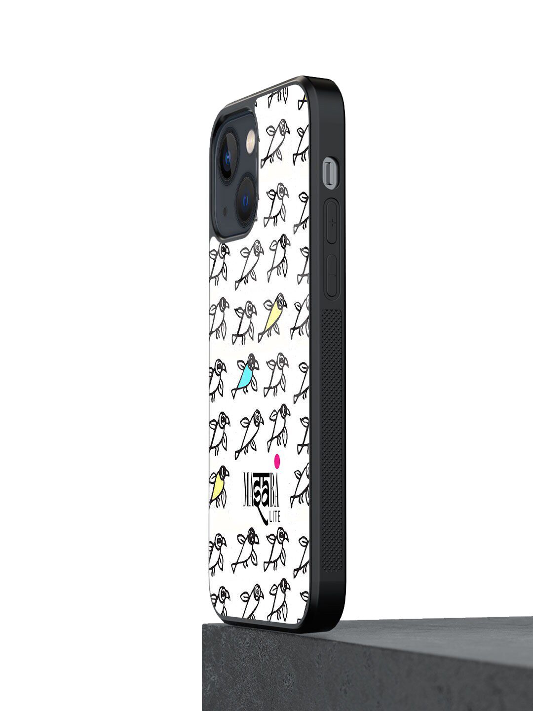 macmerise Black & White Printed Masaba Bird Glass iPhone 13 Back Case Price in India