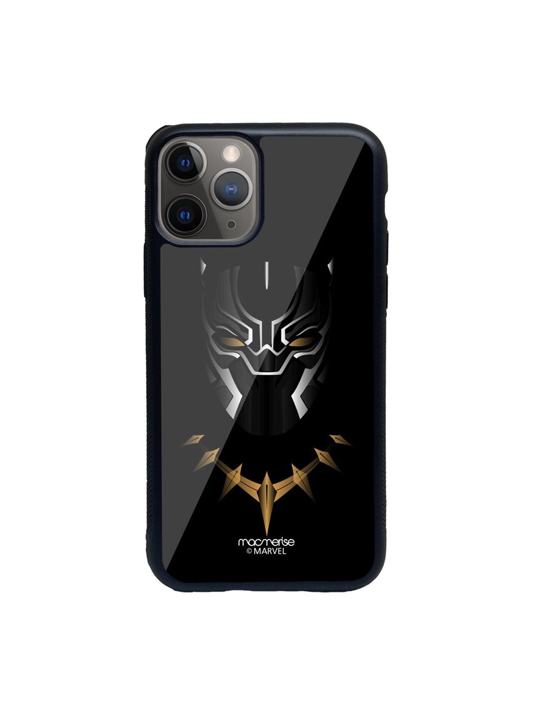 macmerise Black Printed Minimalistic Panther Glass iPhone 11 Pro Max Back Case Price in India