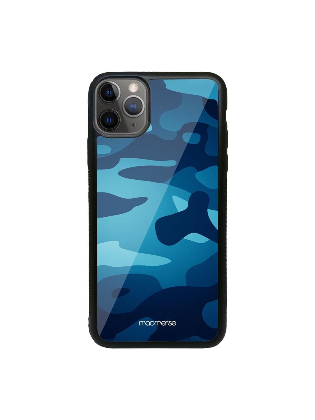 macmerise Black & Blue Printed Camo Azure Glass iPhone 11 Pro Max Back Case Price in India