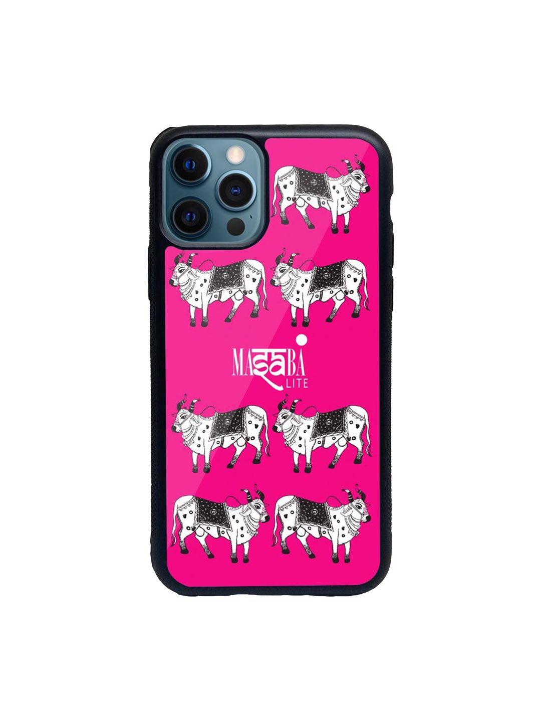 Macmerise Pink & White Masaba Cow Print  iPhone 12 Pro Max Back Case Price in India