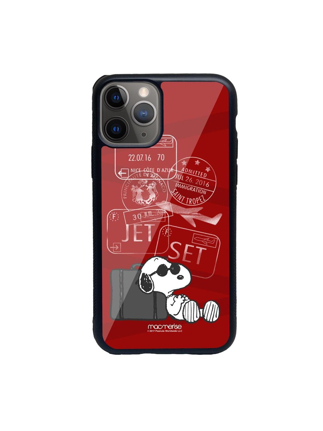 macmerise Red Printed Jet Set Go Glass iPhone 11 Pro Back Case Price in India