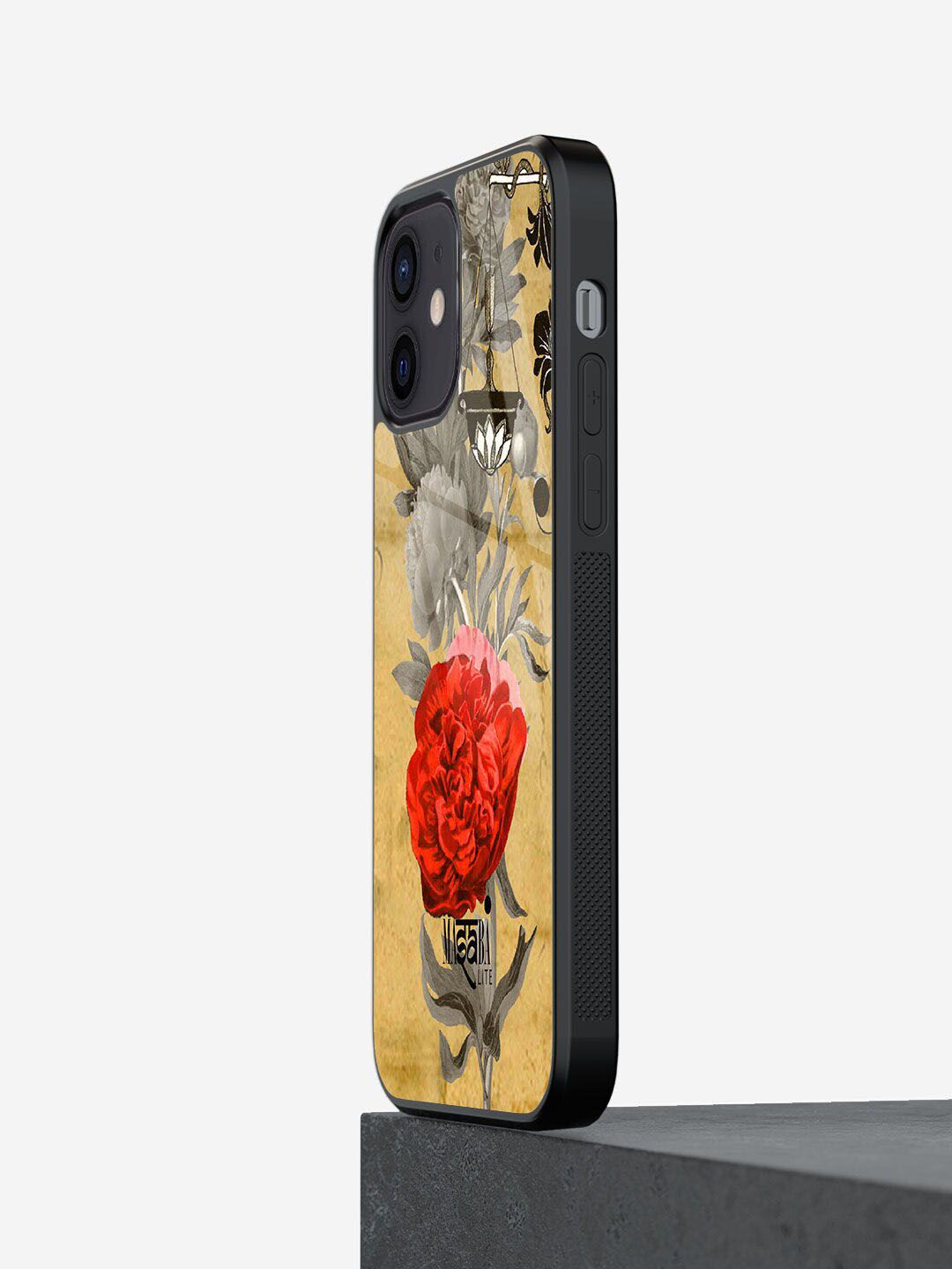 macmerise Yellow & Red  Printed Glass  Iphone 12 Mini Mobile Cover Price in India